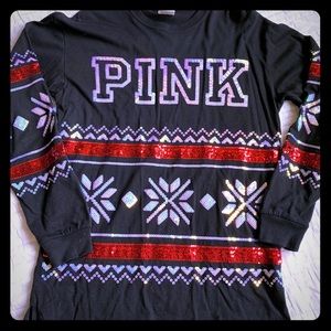 PINK Irridescent Sequins Top